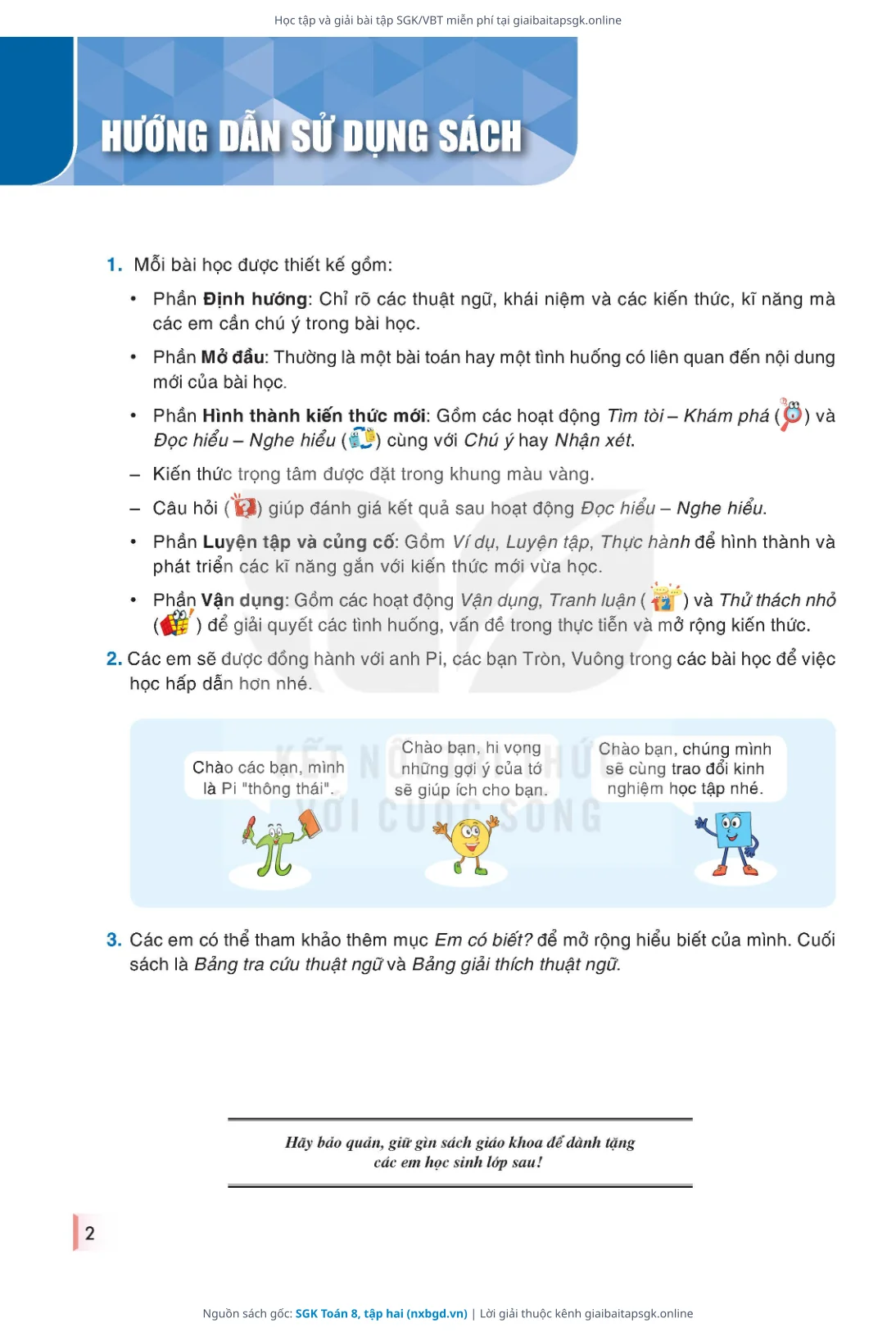 Trang 3 sách giáo khoa SGK Toán 8, tập hai thu nhỏ