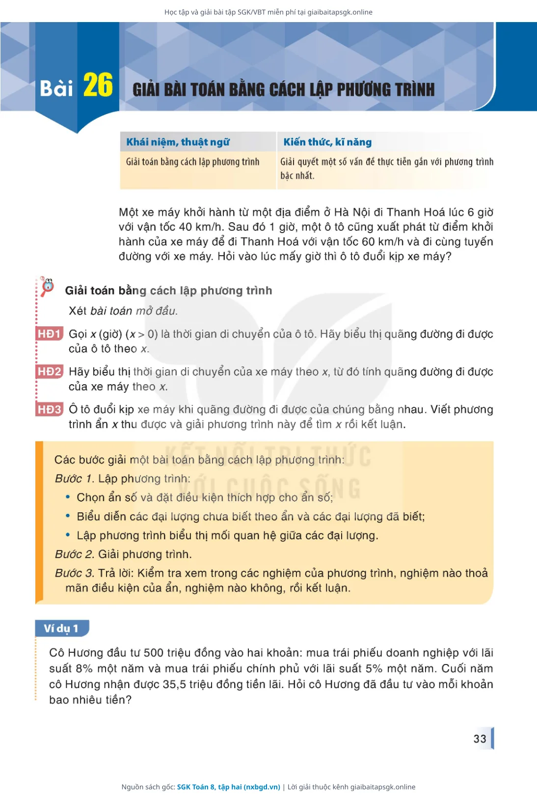 Trang 34 sách giáo khoa SGK Toán 8, tập hai thu nhỏ