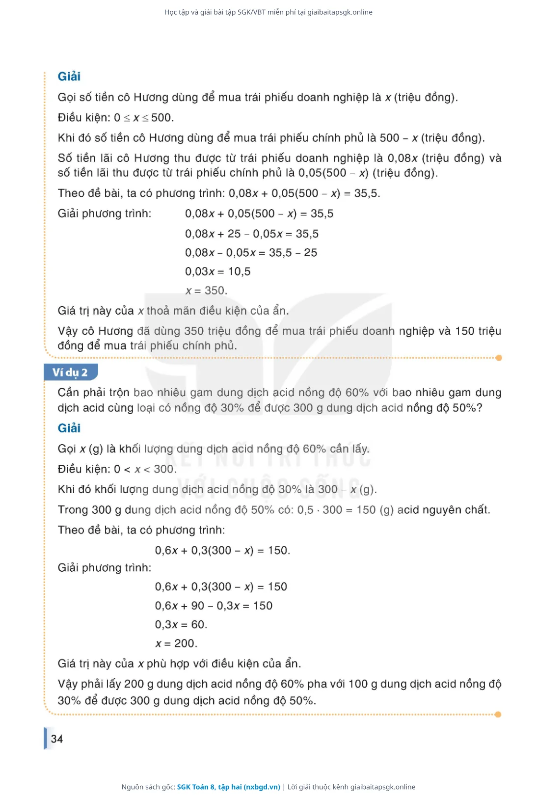 Trang 35 sách giáo khoa SGK Toán 8, tập hai thu nhỏ