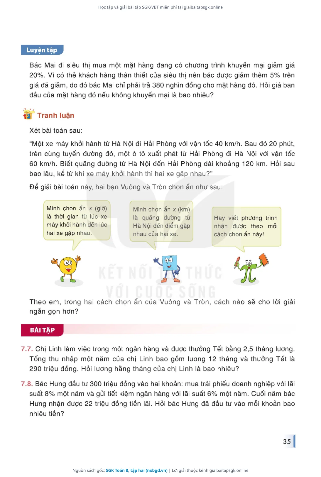 Trang 36 sách giáo khoa SGK Toán 8, tập hai thu nhỏ