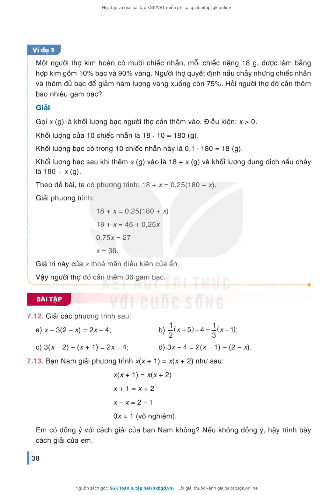 Trang 39 sách giáo khoa SGK Toán 8, tập hai thu nhỏ