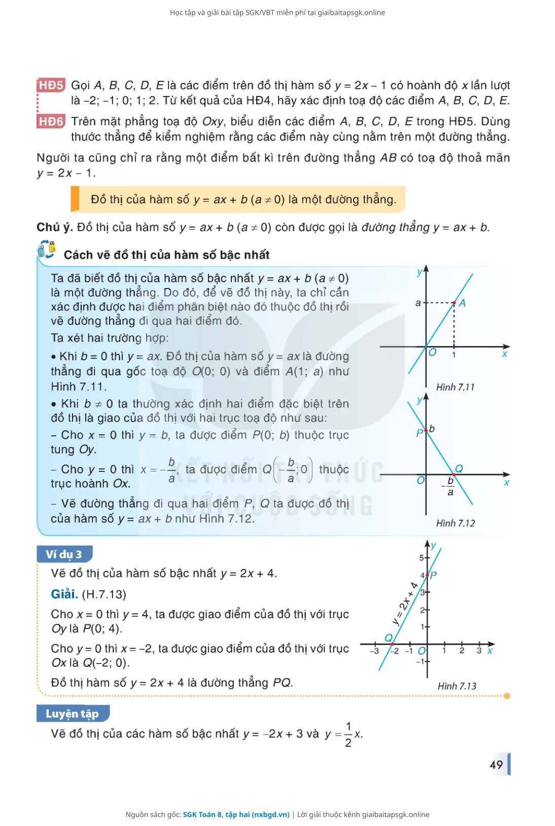 Trang 50 sách giáo khoa SGK Toán 8, tập hai thu nhỏ