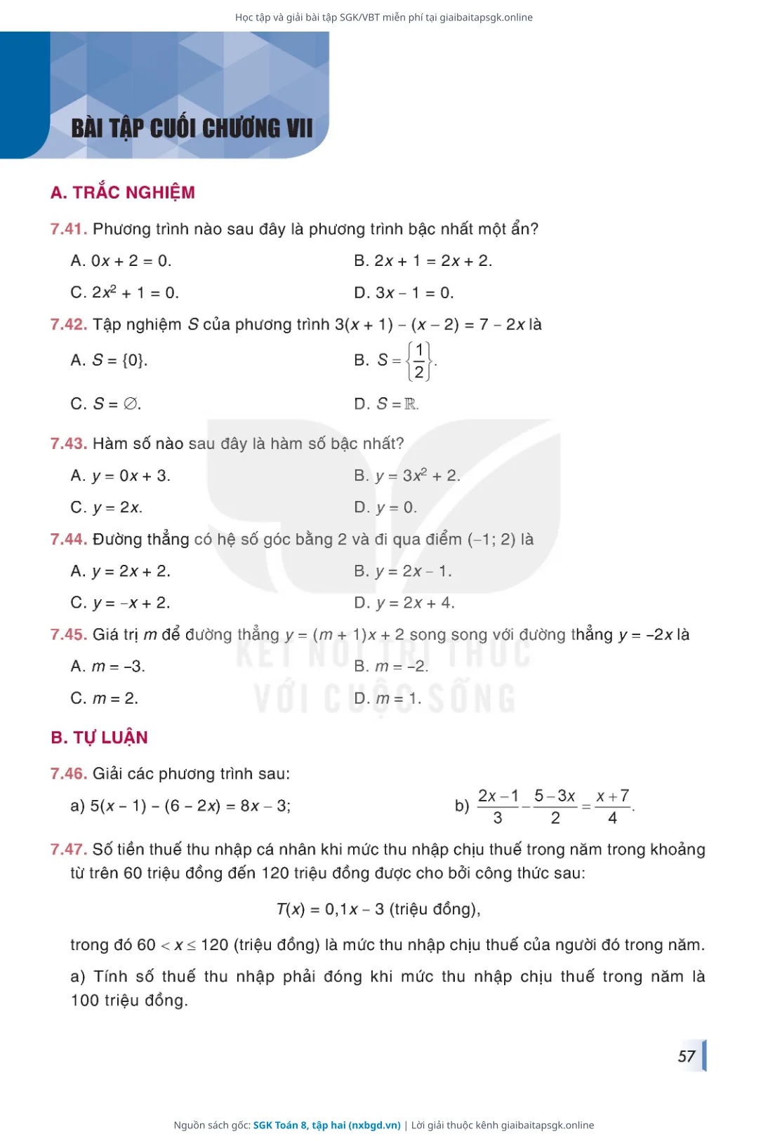 Trang 58 sách giáo khoa SGK Toán 8, tập hai thu nhỏ