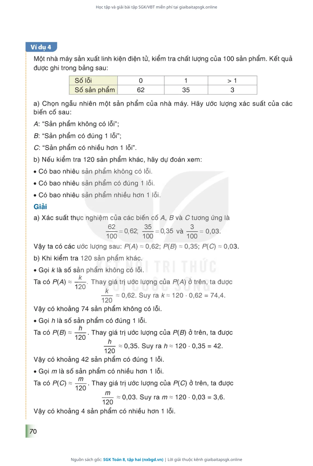 Trang 71 sách giáo khoa SGK Toán 8, tập hai thu nhỏ