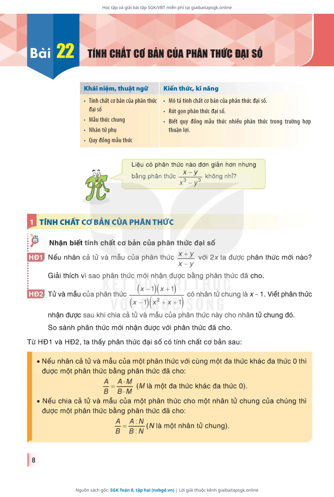 Trang 9 sách giáo khoa SGK Toán 8, tập hai thu nhỏ