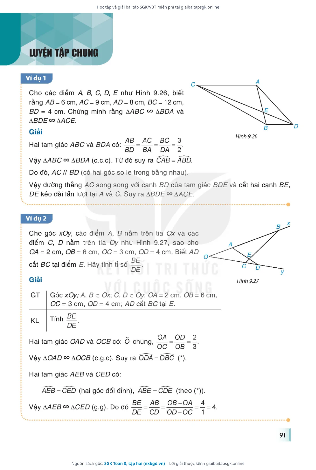 Trang 92 sách giáo khoa SGK Toán 8, tập hai thu nhỏ