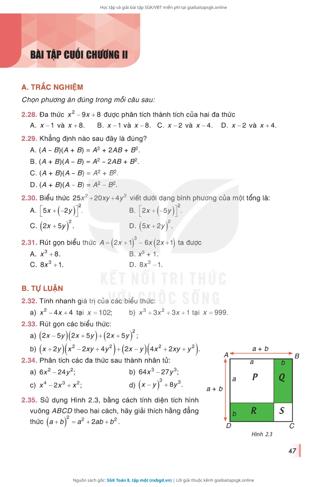 Trang 47 sách giáo khoa SGK Toán 8, tập một bản chuẩn