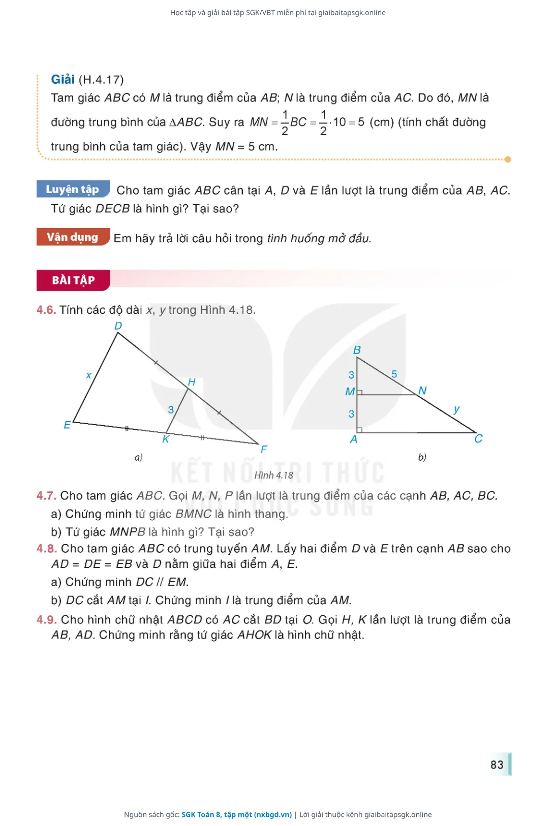 Trang 83 sách giáo khoa SGK Toán 8, tập một bản chuẩn