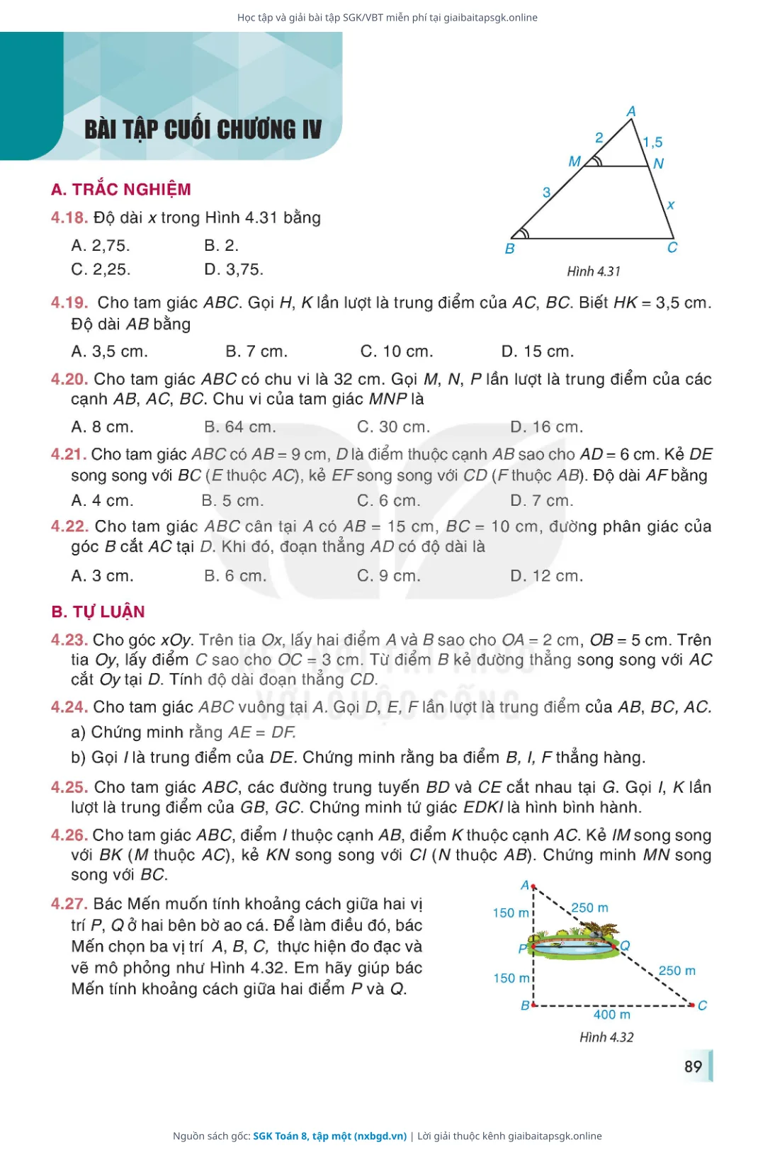 Trang 89 sách giáo khoa SGK Toán 8, tập một bản chuẩn