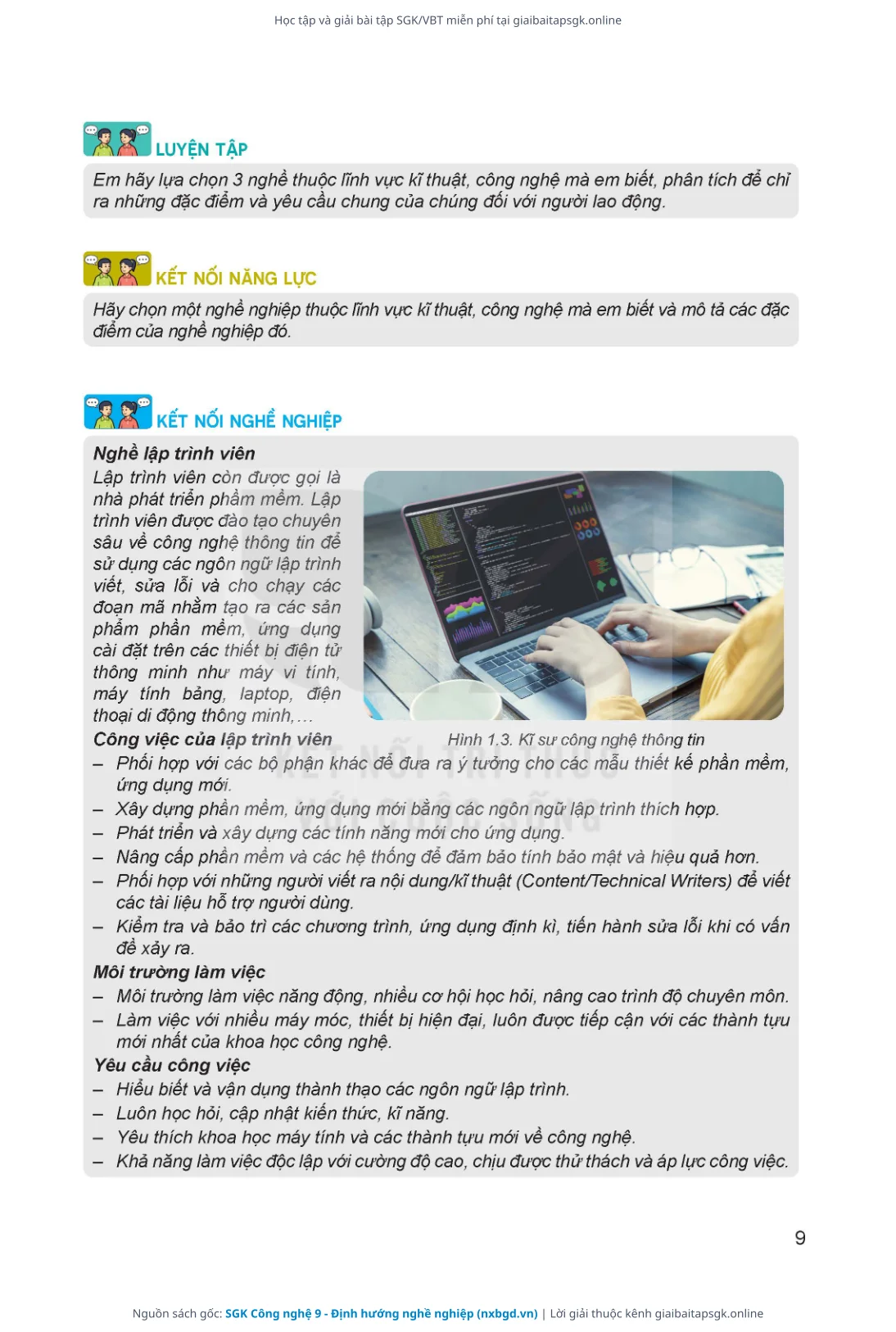 Trang 10 sách giáo khoa SGK Công nghệ 9 - Định hướng nghề nghiệp thu nhỏ