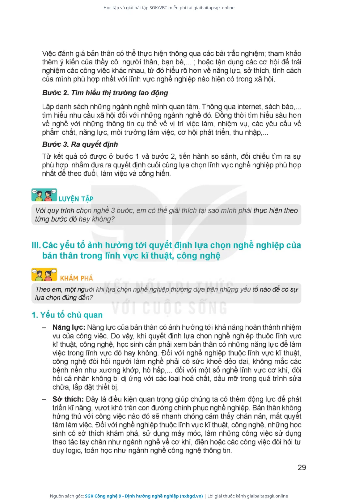 Trang 30 sách giáo khoa SGK Công nghệ 9 - Định hướng nghề nghiệp bản chuẩn