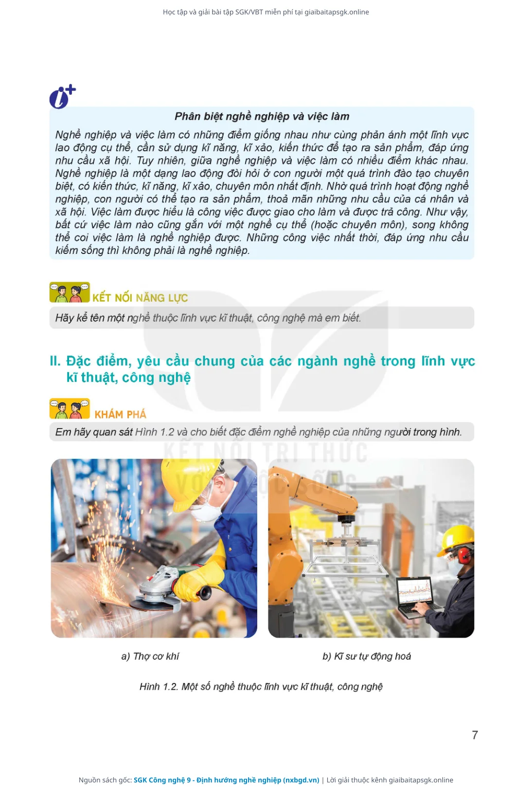 Trang 8 sách giáo khoa SGK Công nghệ 9 - Định hướng nghề nghiệp thu nhỏ