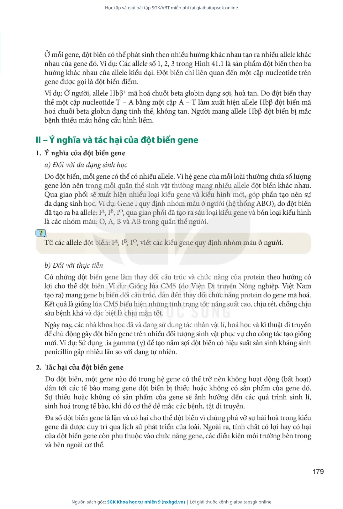 Trang 180 sách giáo khoa SGK Khoa học tự nhiên 9 thu nhỏ