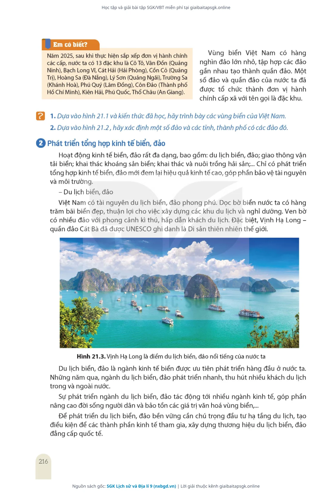 Trang 218 sách giáo khoa SGK Lịch sử và Địa lí 9 thu nhỏ