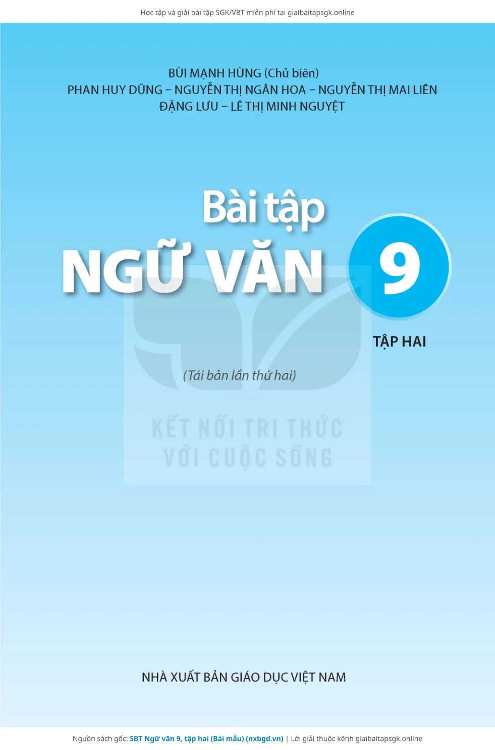 Trang 2 sách giáo khoa SBT Ngữ văn 9, tập hai (Bài mẫu) thu nhỏ