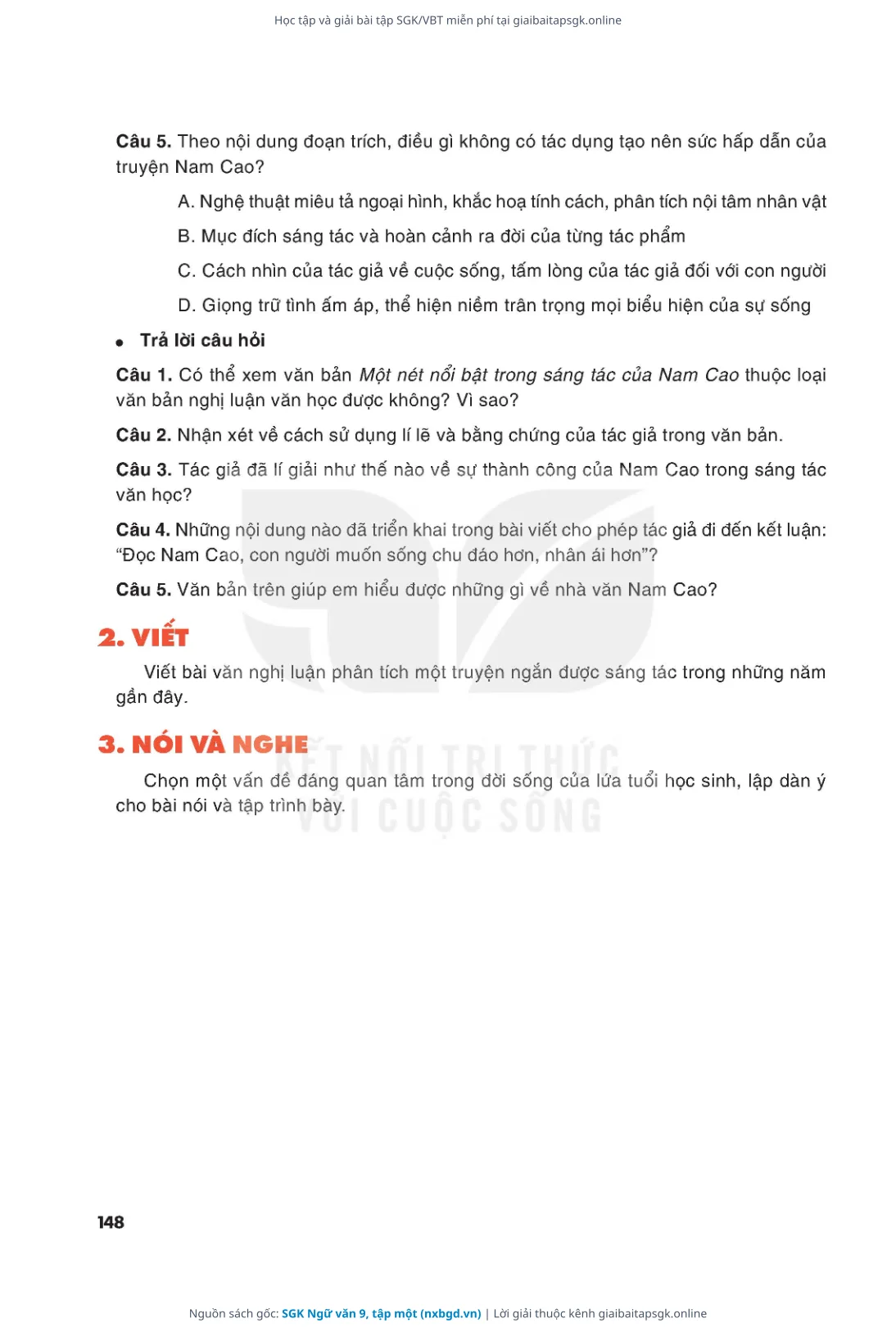 Trang 149 sách giáo khoa SGK Ngữ văn 9, tập một thu nhỏ