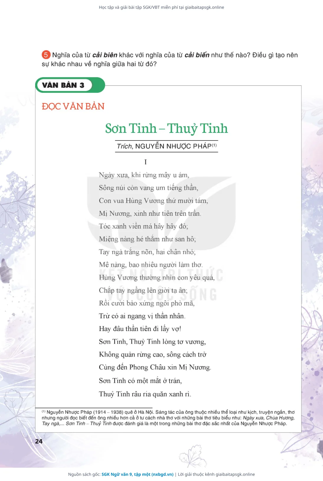 Trang 25 sách giáo khoa SGK Ngữ văn 9, tập một thu nhỏ