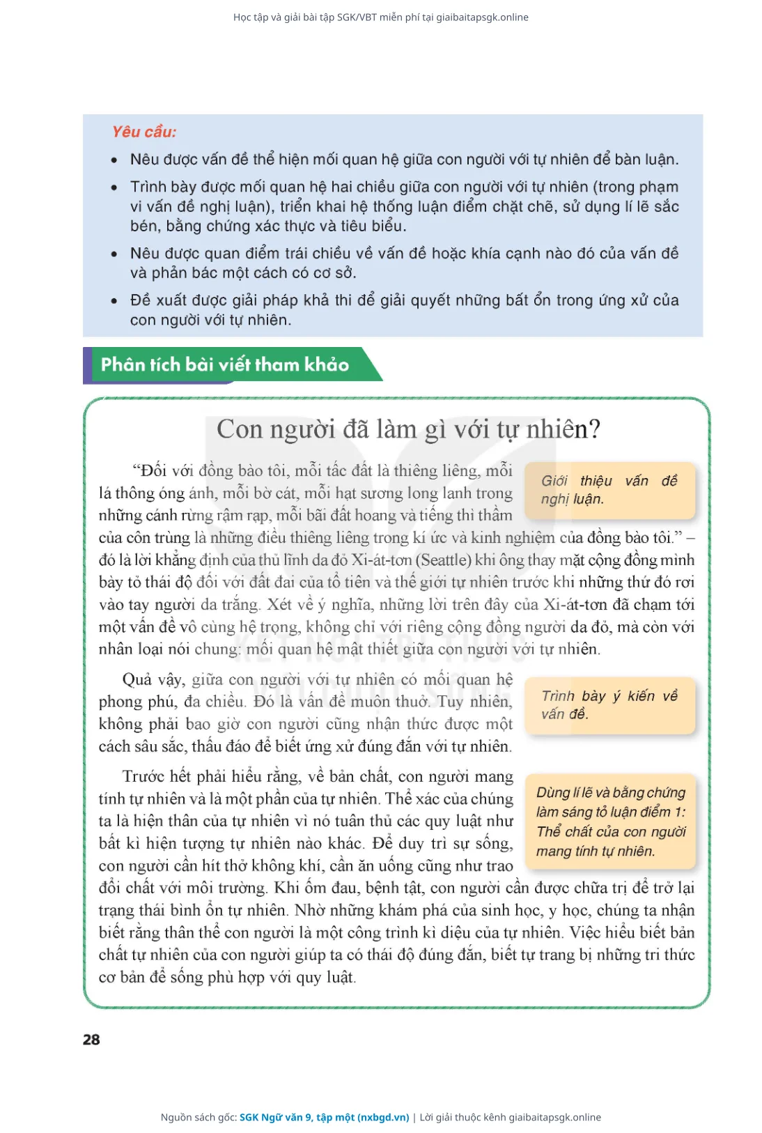 Trang 29 sách giáo khoa SGK Ngữ văn 9, tập một thu nhỏ