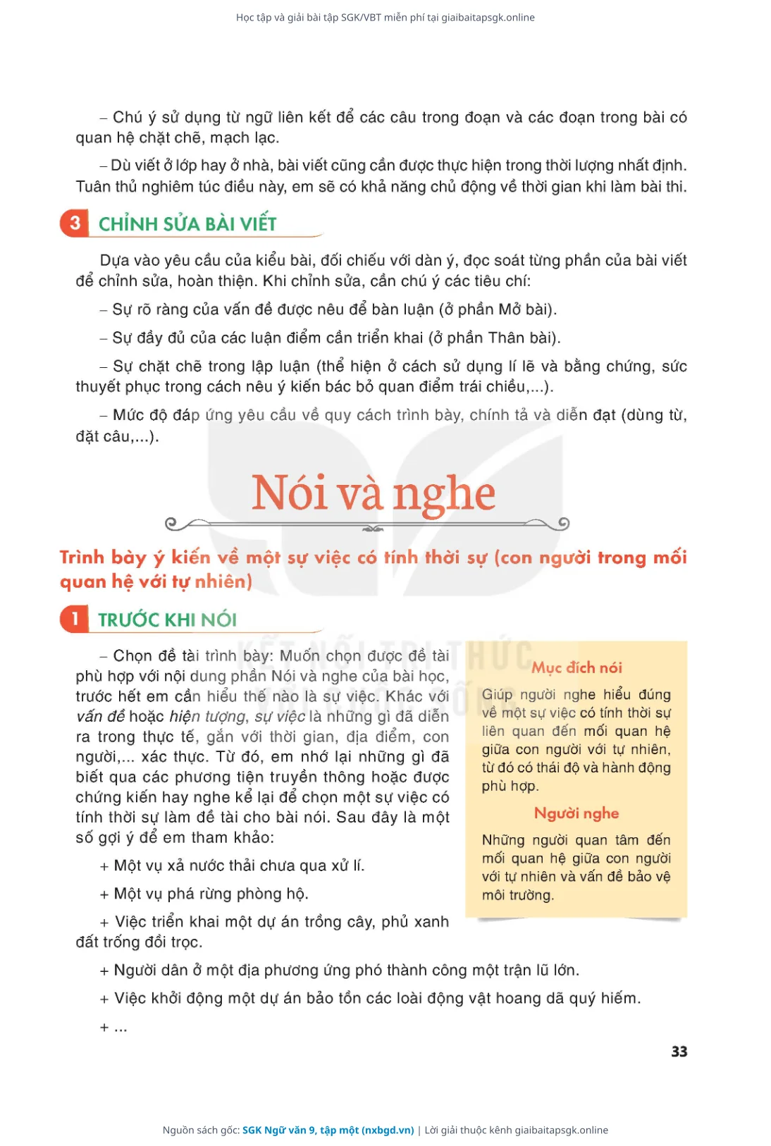 Trang 34 sách giáo khoa SGK Ngữ văn 9, tập một thu nhỏ
