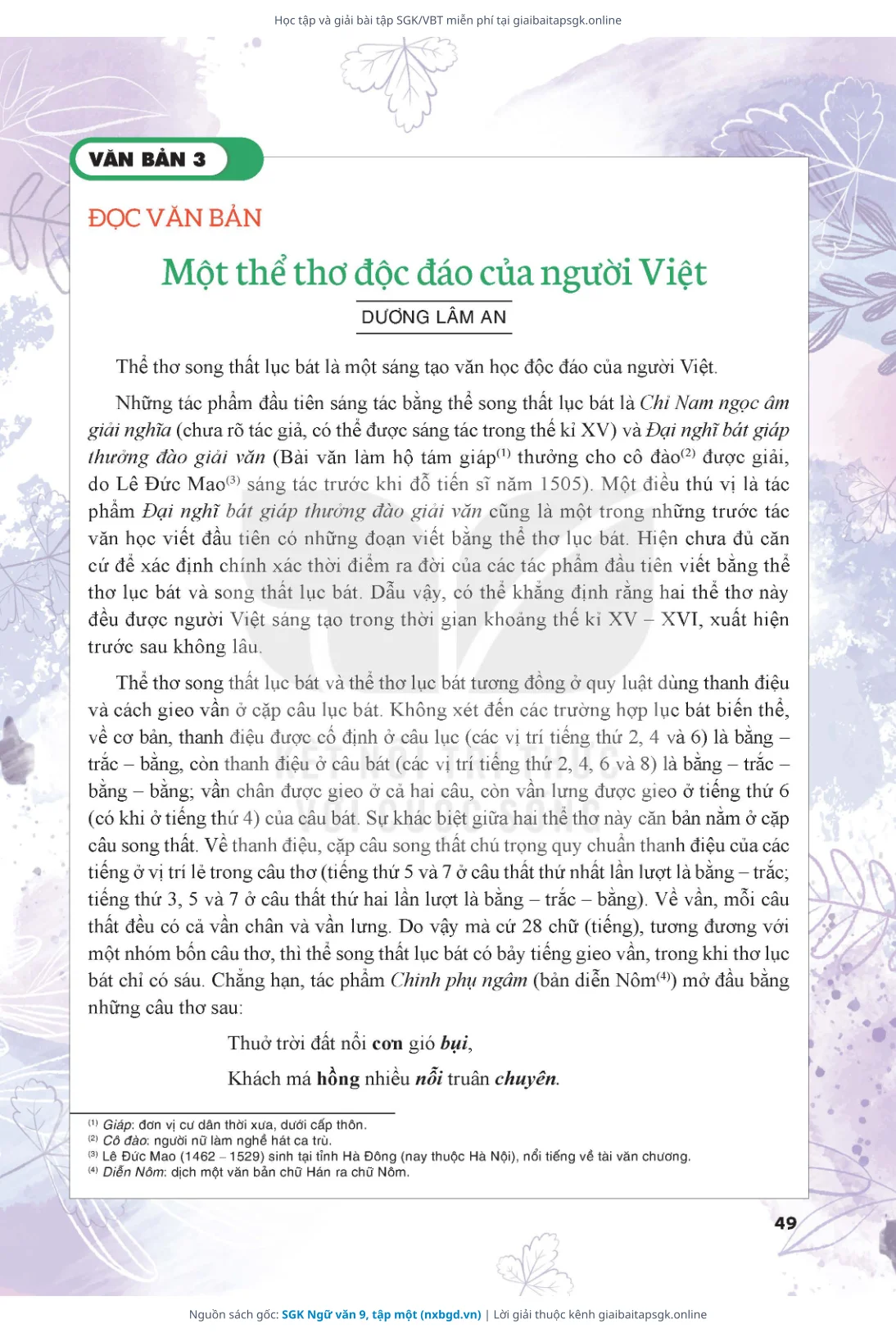 Trang 50 sách giáo khoa SGK Ngữ văn 9, tập một thu nhỏ