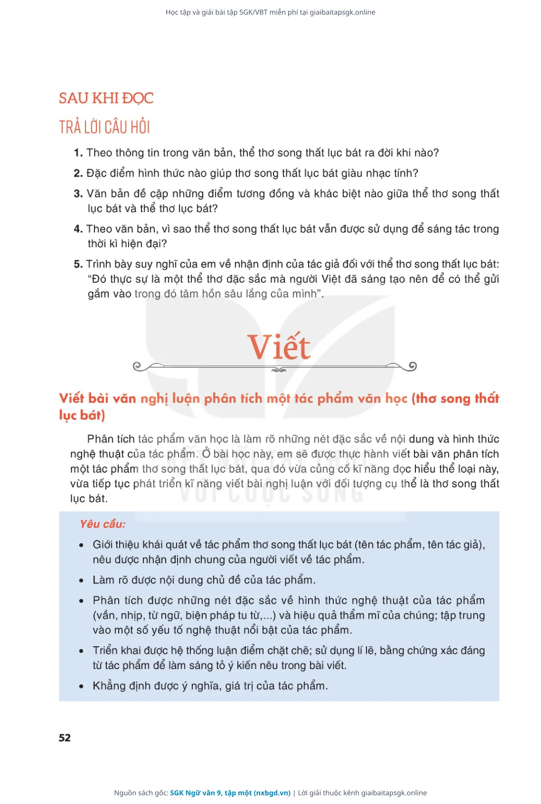Trang 53 sách giáo khoa SGK Ngữ văn 9, tập một thu nhỏ