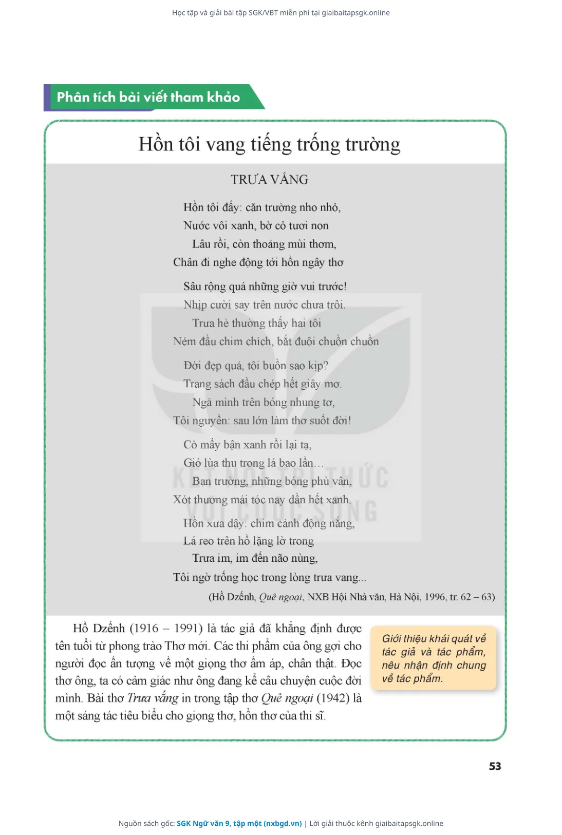Trang 54 sách giáo khoa SGK Ngữ văn 9, tập một thu nhỏ