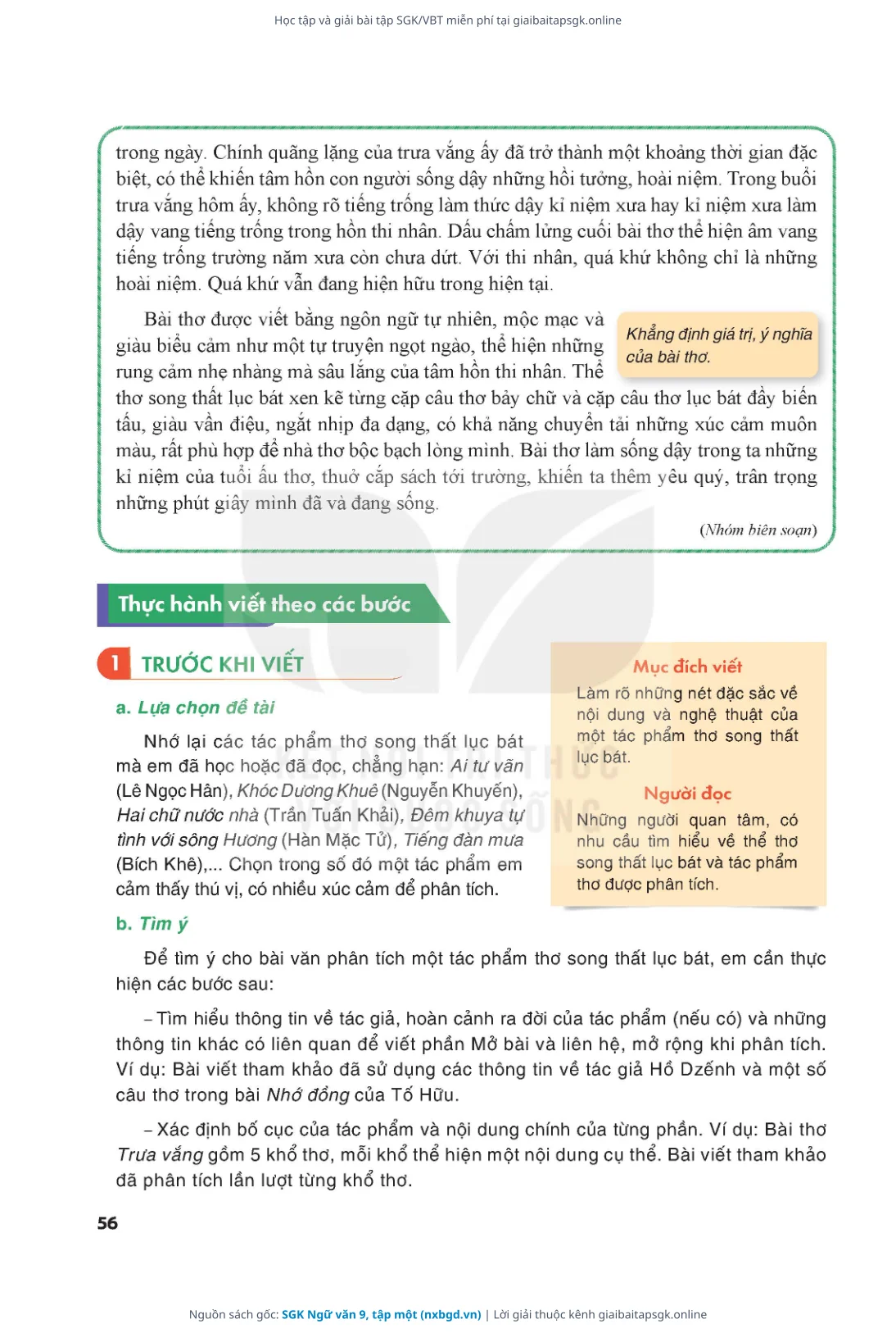 Trang 57 sách giáo khoa SGK Ngữ văn 9, tập một thu nhỏ
