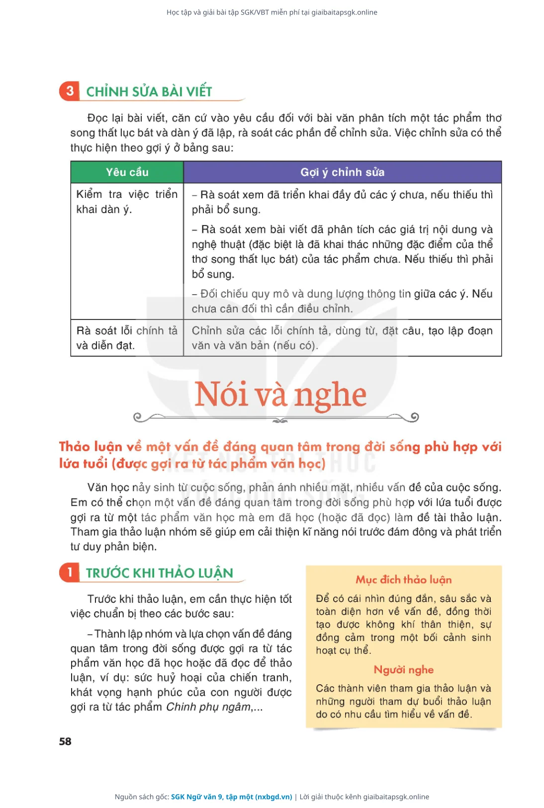 Trang 59 sách giáo khoa SGK Ngữ văn 9, tập một thu nhỏ