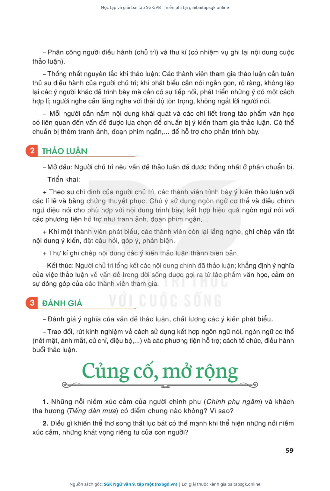 Trang 60 sách giáo khoa SGK Ngữ văn 9, tập một thu nhỏ