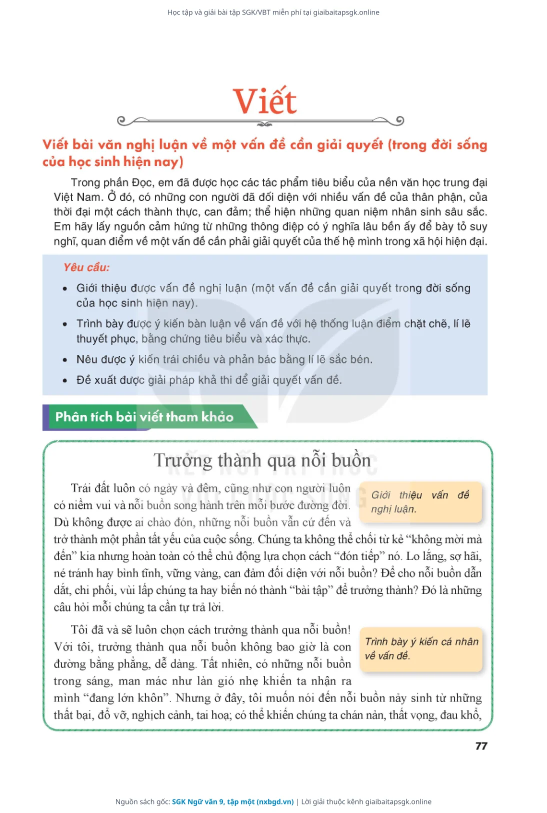 Trang 78 sách giáo khoa SGK Ngữ văn 9, tập một thu nhỏ