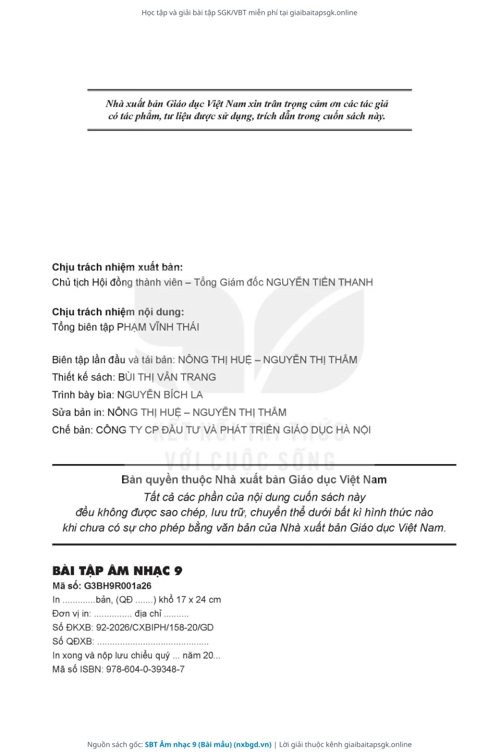 Trang 8 sách giáo khoa SBT Âm nhạc 9 (Bài mẫu) thu nhỏ