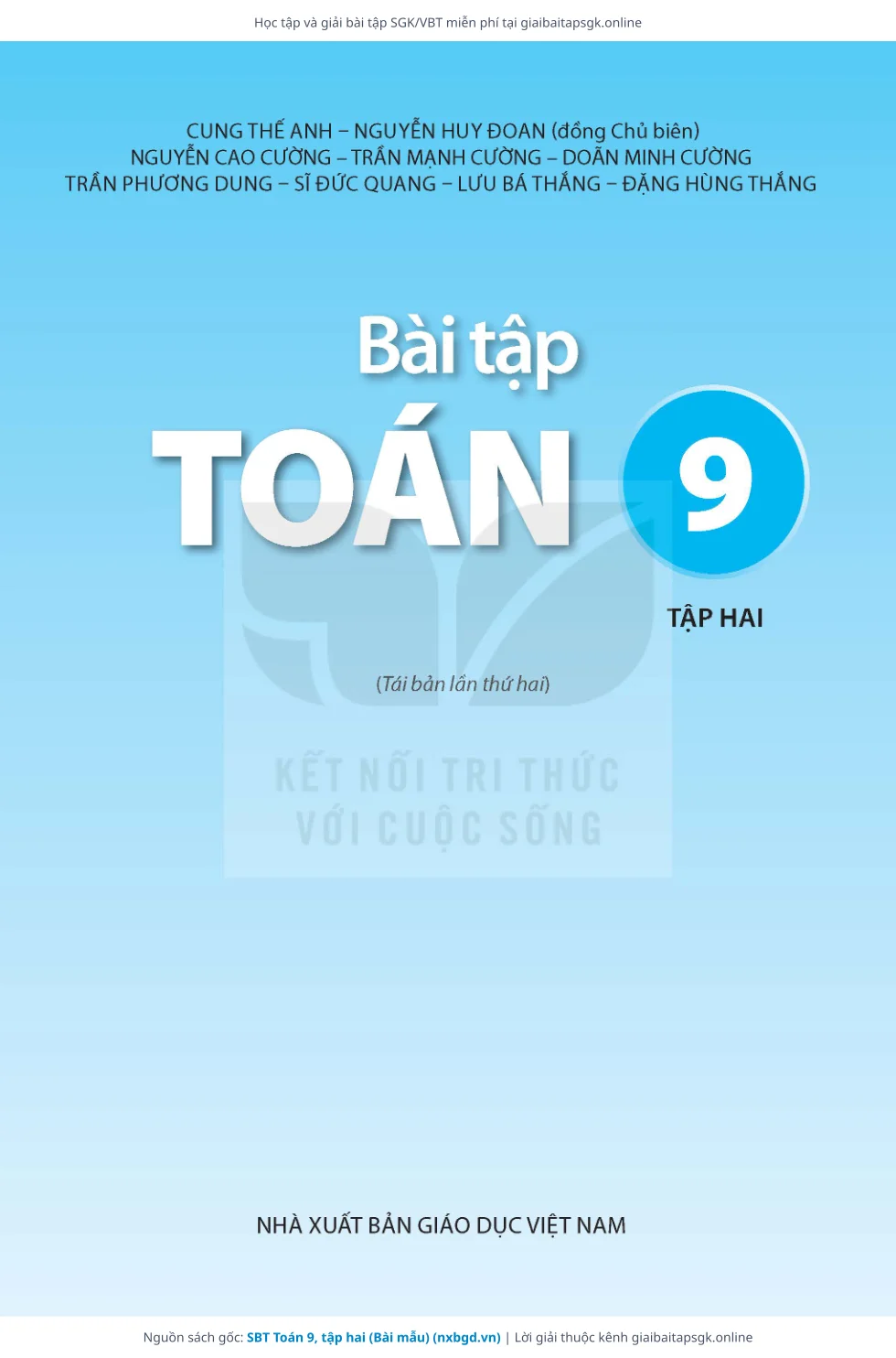Trang 2 sách giáo khoa SBT Toán 9, tập hai (Bài mẫu) thu nhỏ