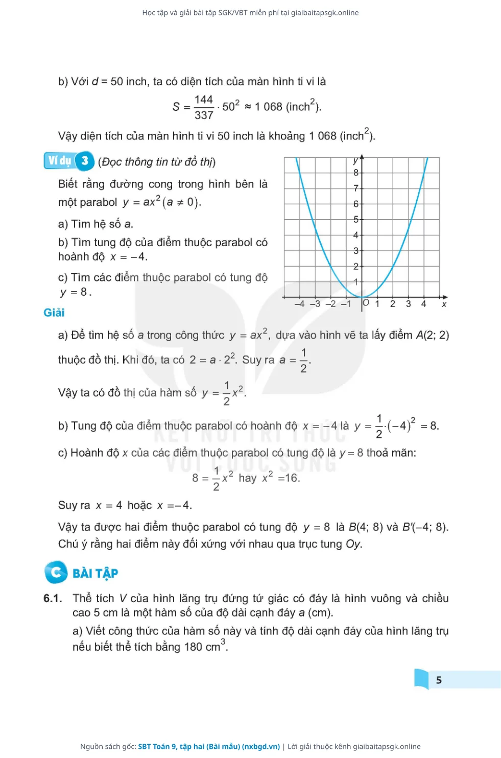 Trang 6 sách giáo khoa SBT Toán 9, tập hai (Bài mẫu) thu nhỏ