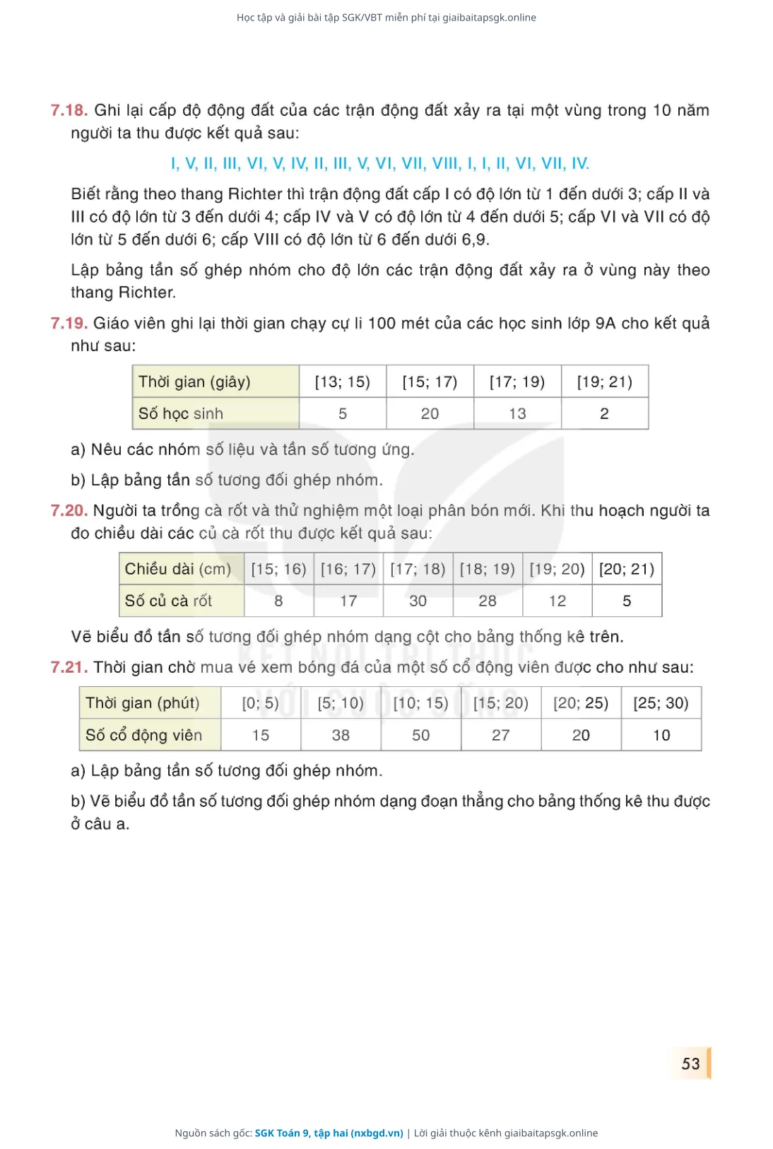 Trang 53 sách giáo khoa SGK Toán 9, tập hai bản chuẩn