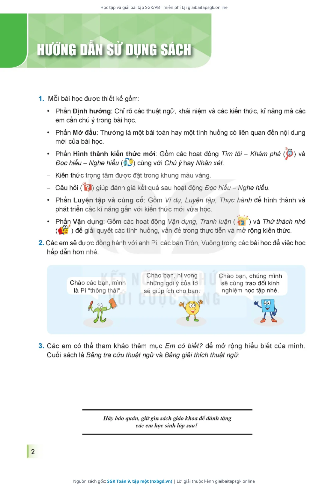 Trang 3 sách giáo khoa SGK Toán 9, tập một thu nhỏ