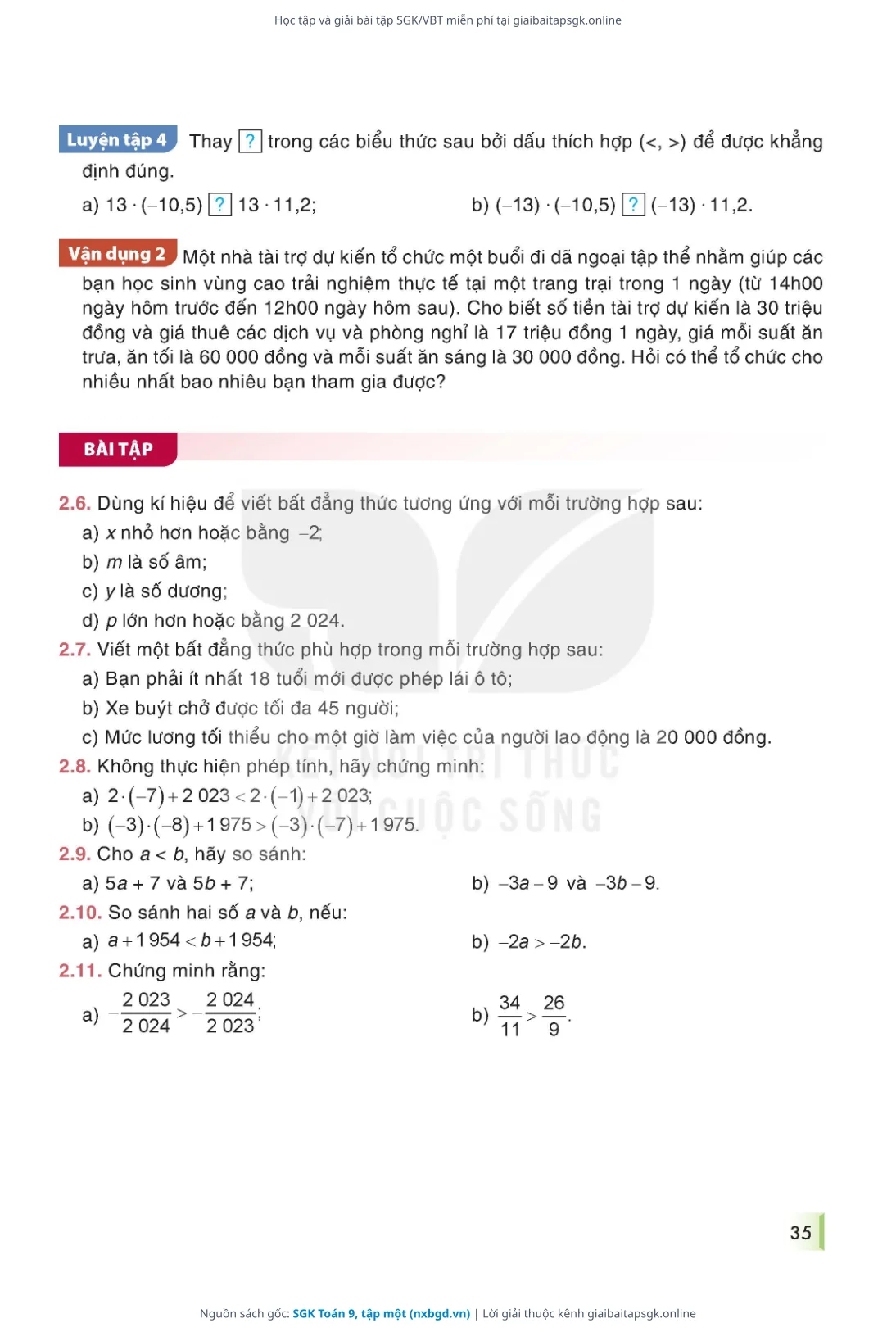Trang 36 sách giáo khoa SGK Toán 9, tập một thu nhỏ