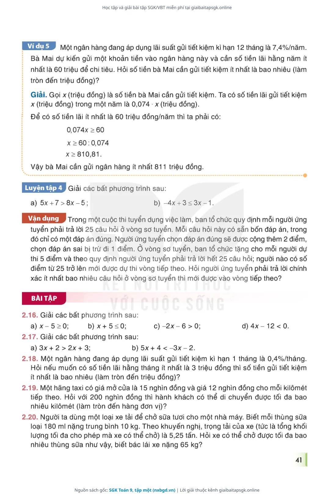 Trang 41 sách giáo khoa SGK Toán 9, tập một bản chuẩn