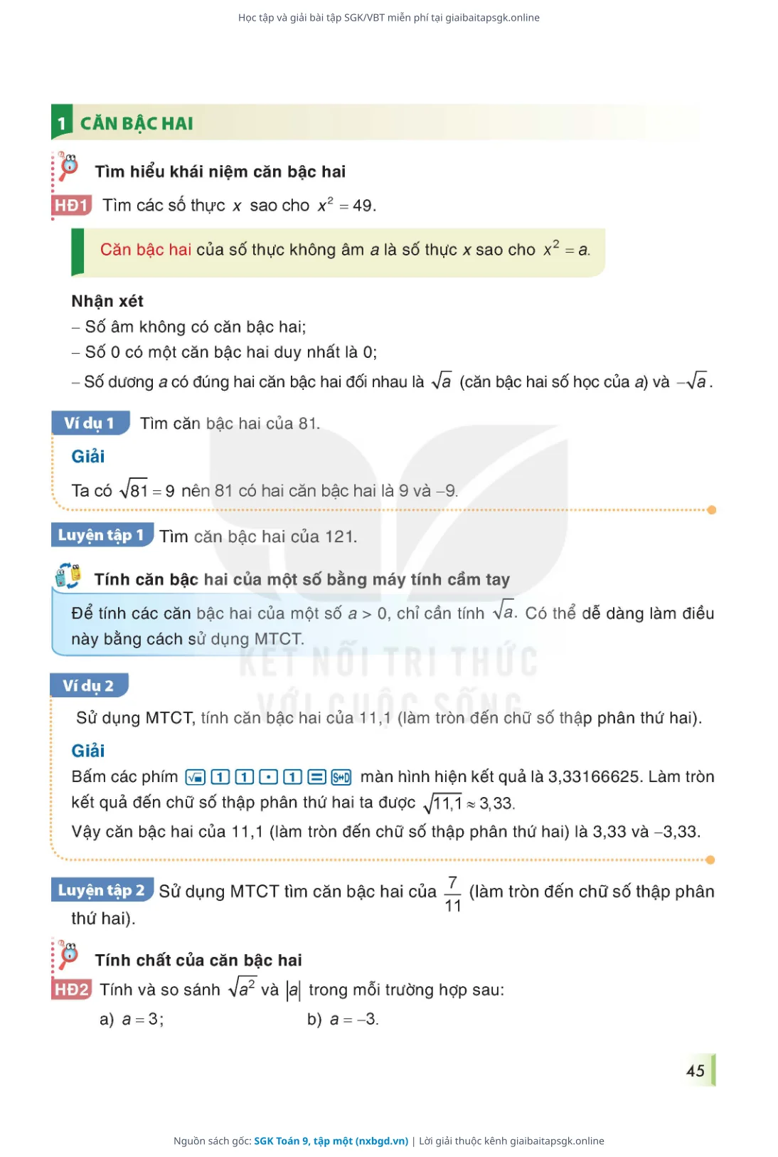 Trang 46 sách giáo khoa SGK Toán 9, tập một thu nhỏ