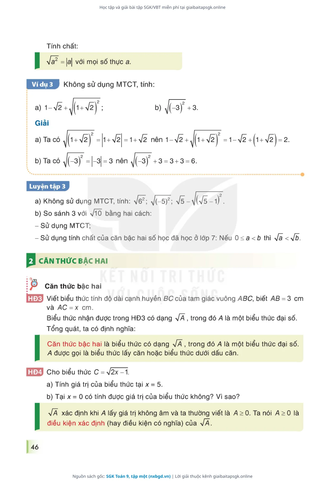 Trang 47 sách giáo khoa SGK Toán 9, tập một thu nhỏ