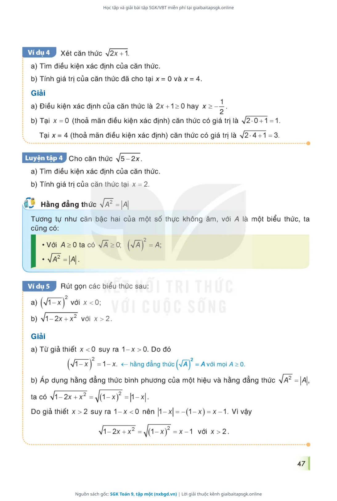 Trang 48 sách giáo khoa SGK Toán 9, tập một thu nhỏ