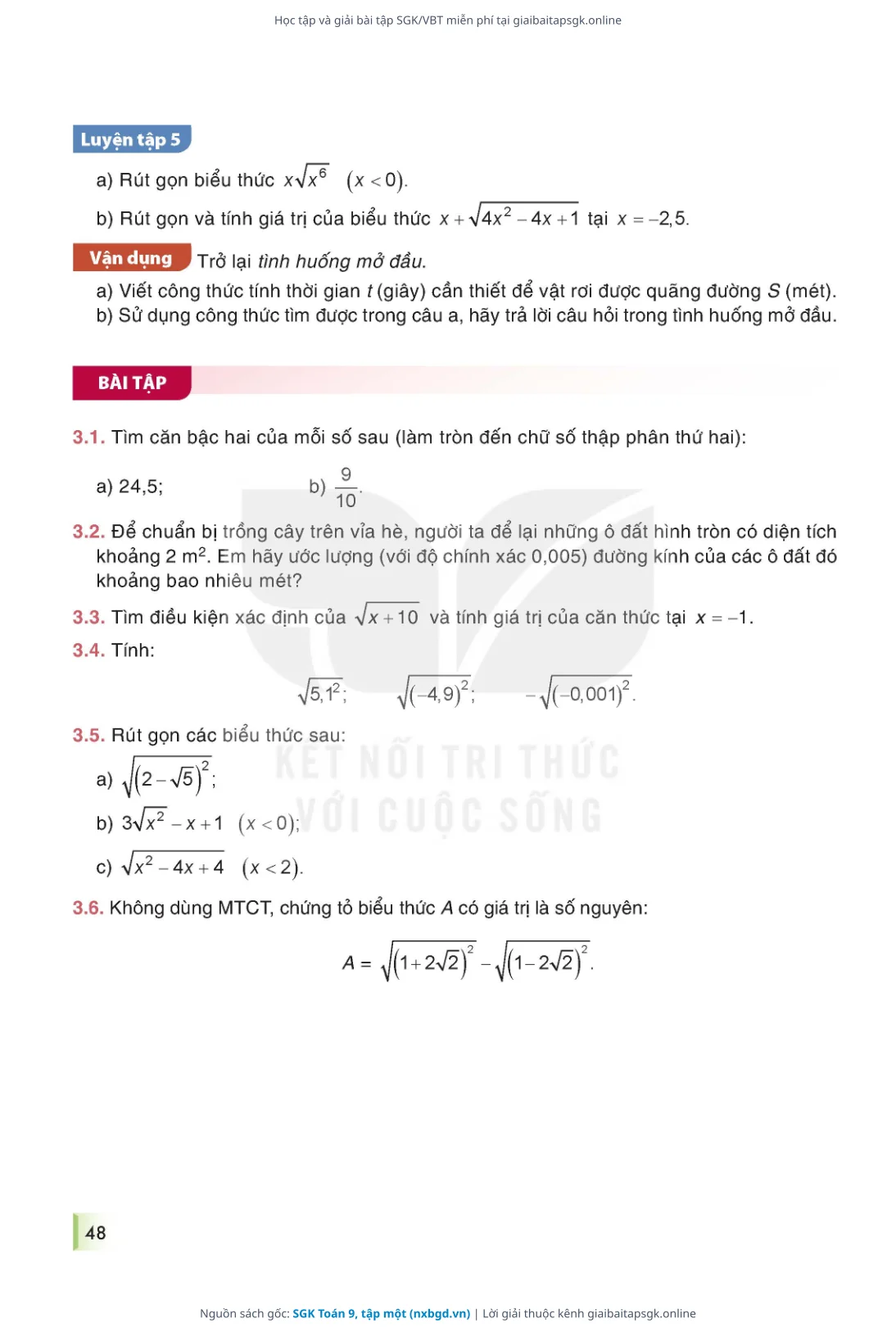 Trang 49 sách giáo khoa SGK Toán 9, tập một thu nhỏ