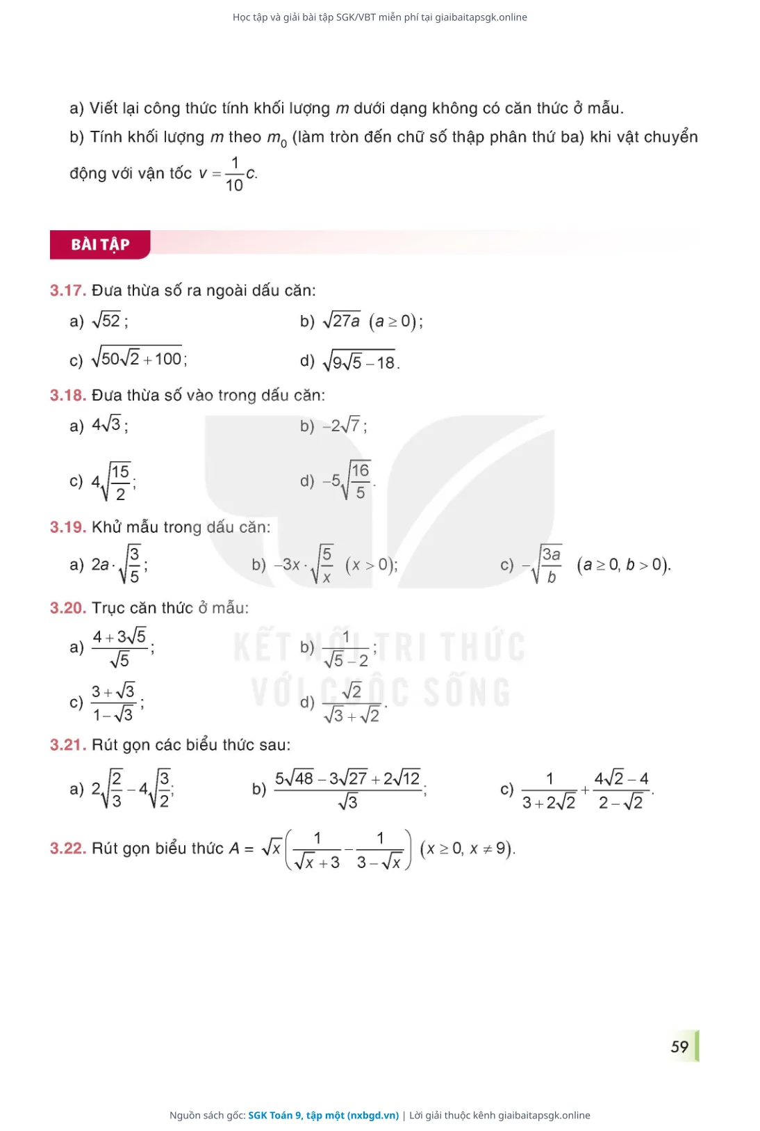 Trang 60 sách giáo khoa SGK Toán 9, tập một thu nhỏ