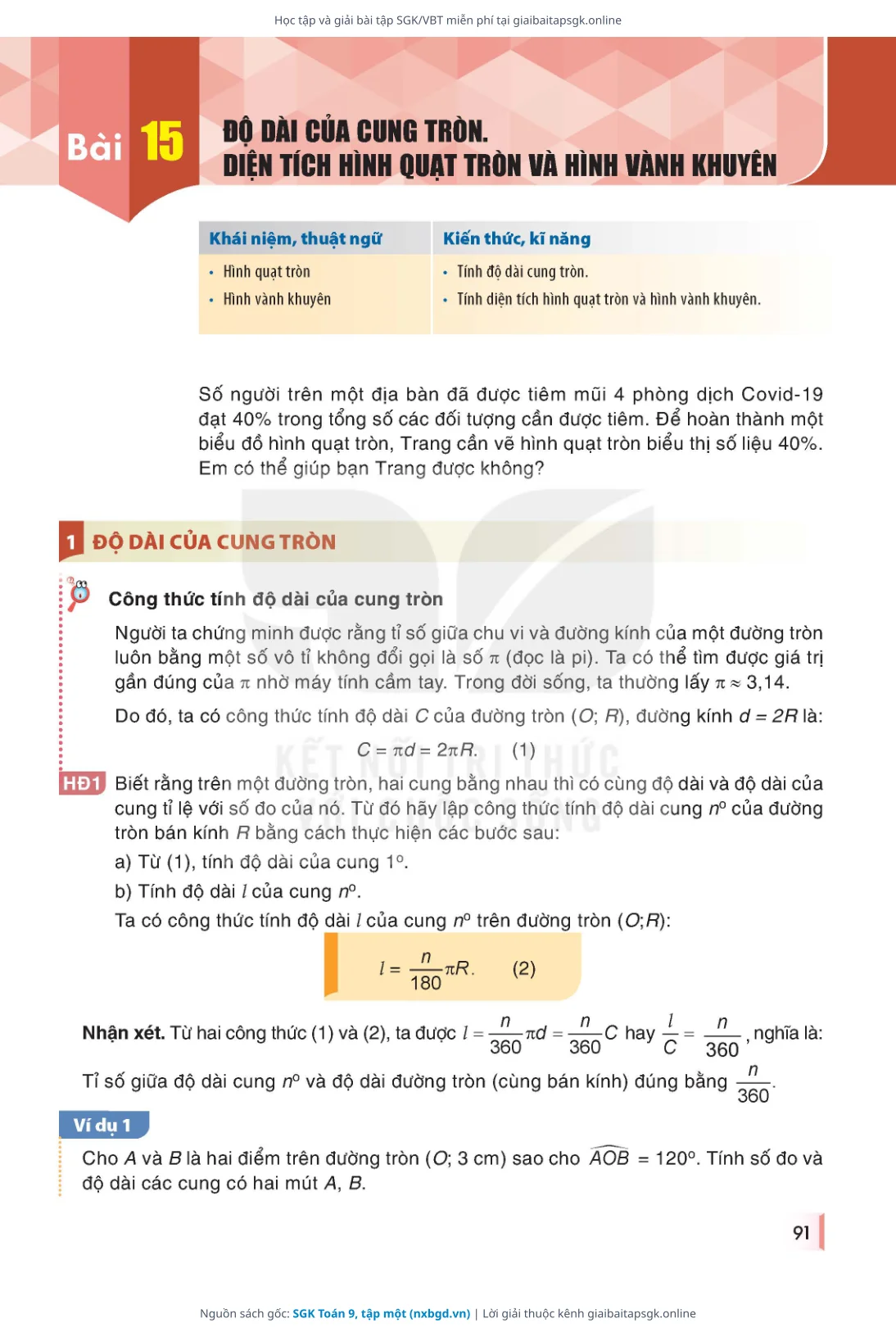 Trang 91 sách giáo khoa SGK Toán 9, tập một bản chuẩn